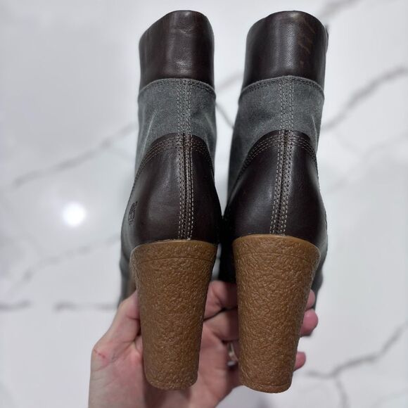 Timberland | Glancy Women’s Leather Block Heel Laces Boot Size 10 - Picture 9 of 12